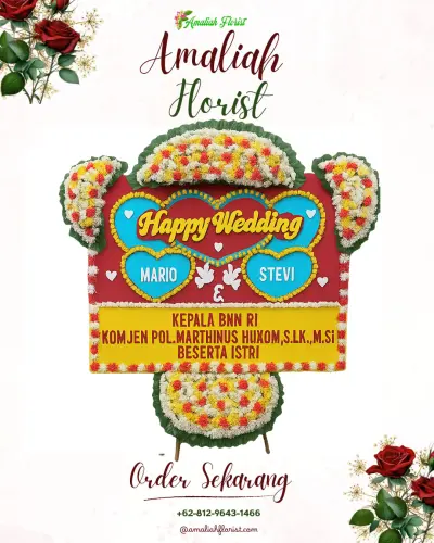 Karangan Papan Bunga Pernikahan di Tampingan